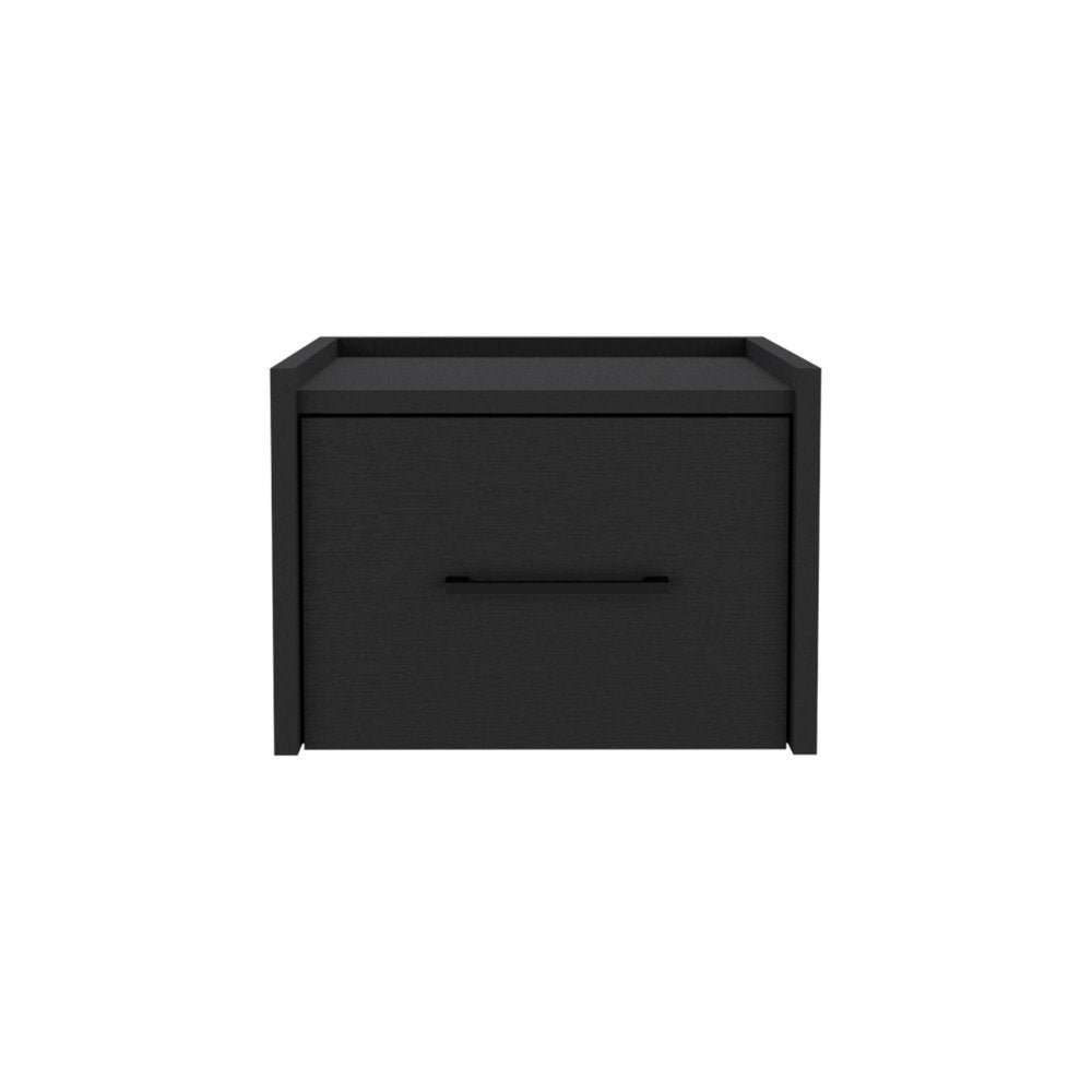 14" White Wood One Drawer Floating Nightstand
