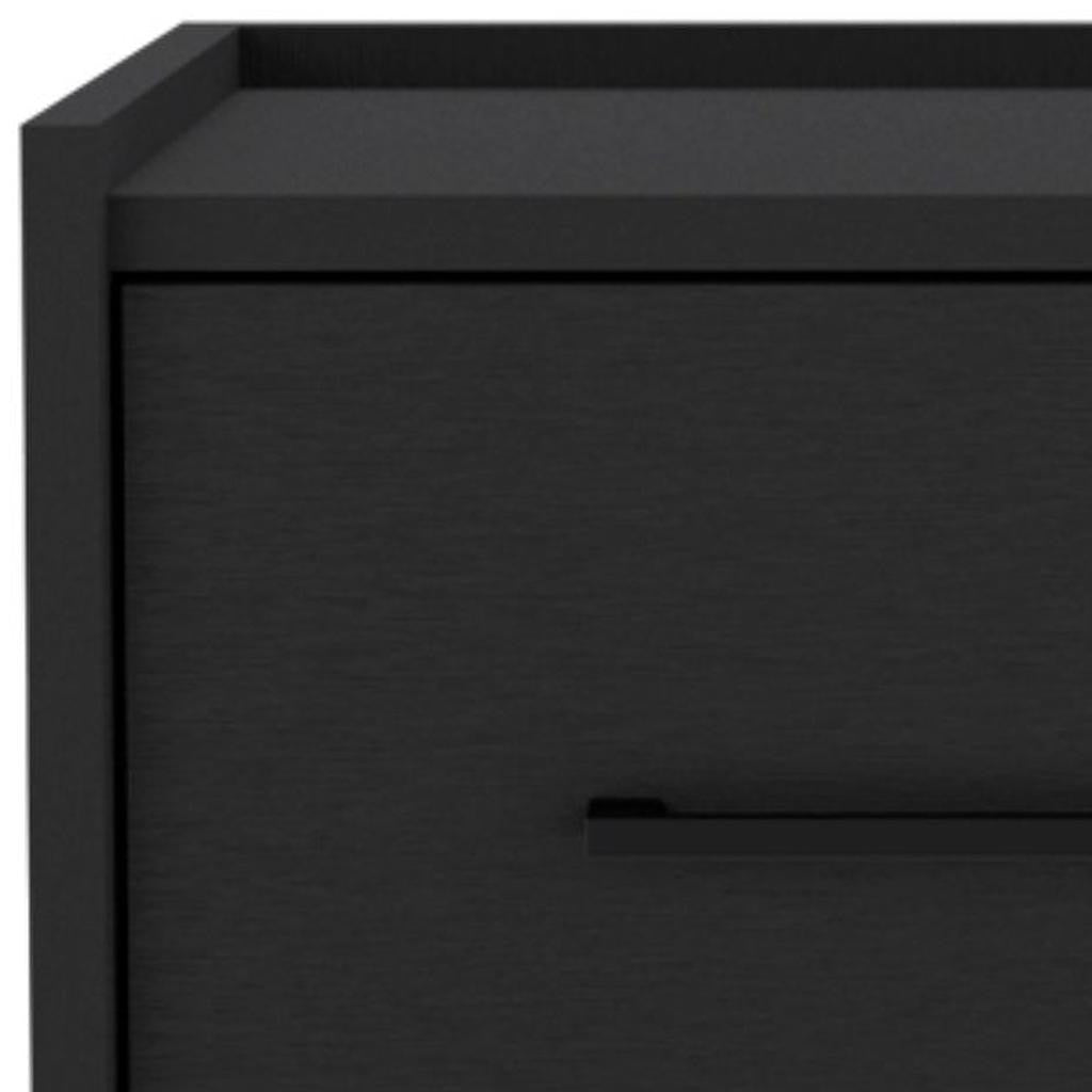 14" Black Wood One Drawer Floating Nightstand