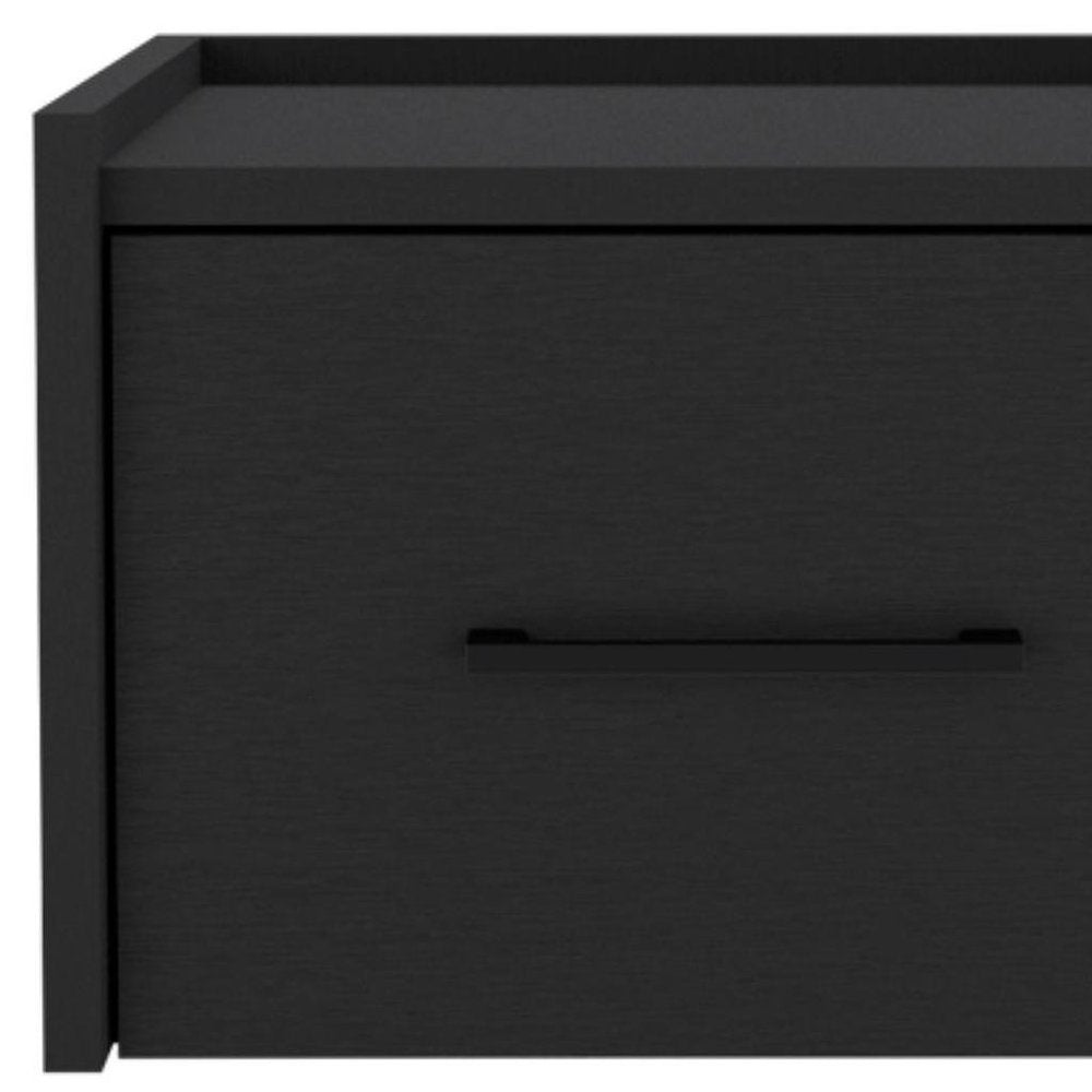 14" White Wood One Drawer Floating Nightstand