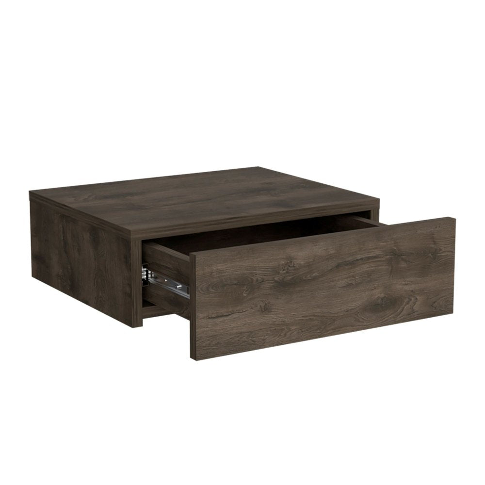 16" Brown Wood One Drawer Floating Nightstand