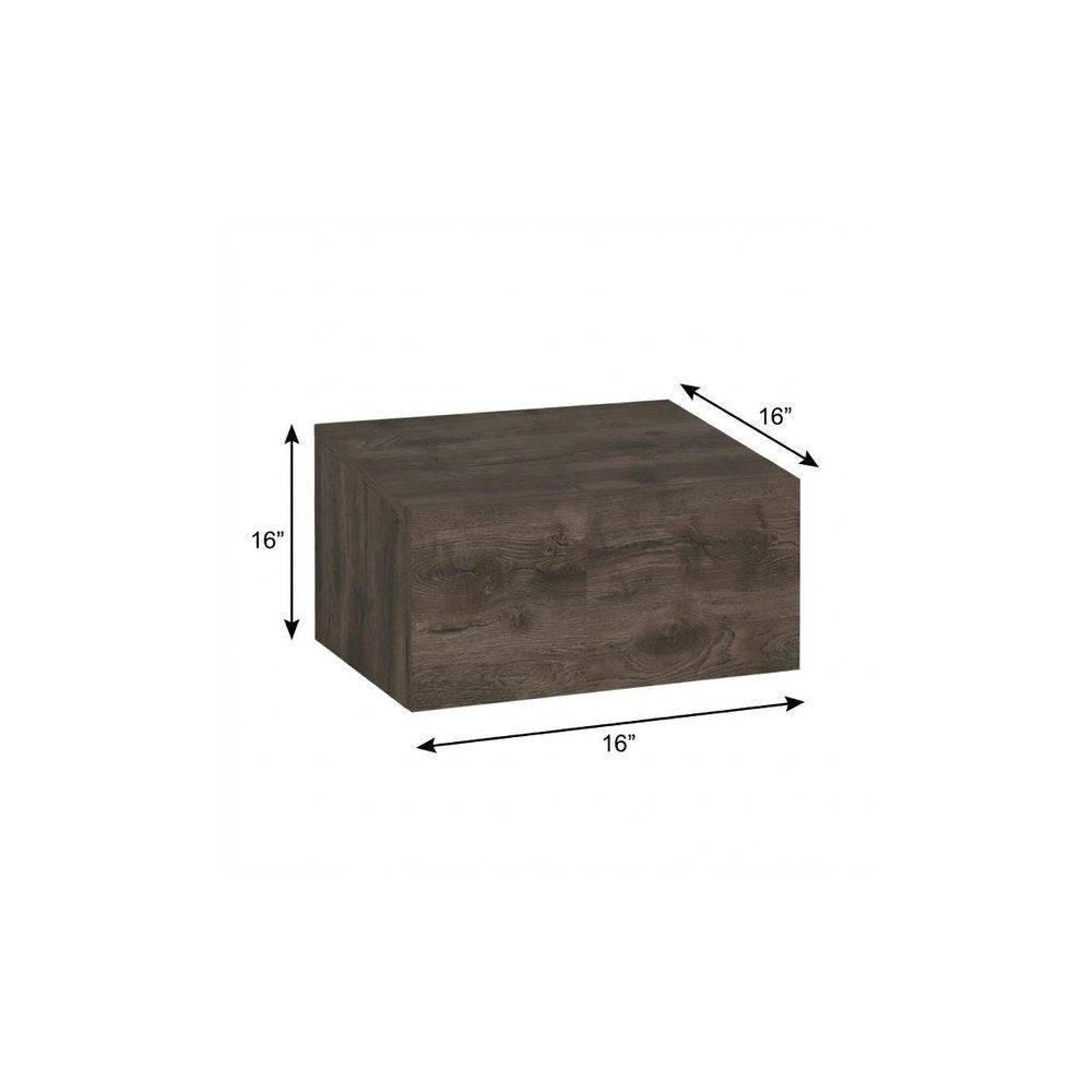 16" Brown Wood One Drawer Floating Nightstand