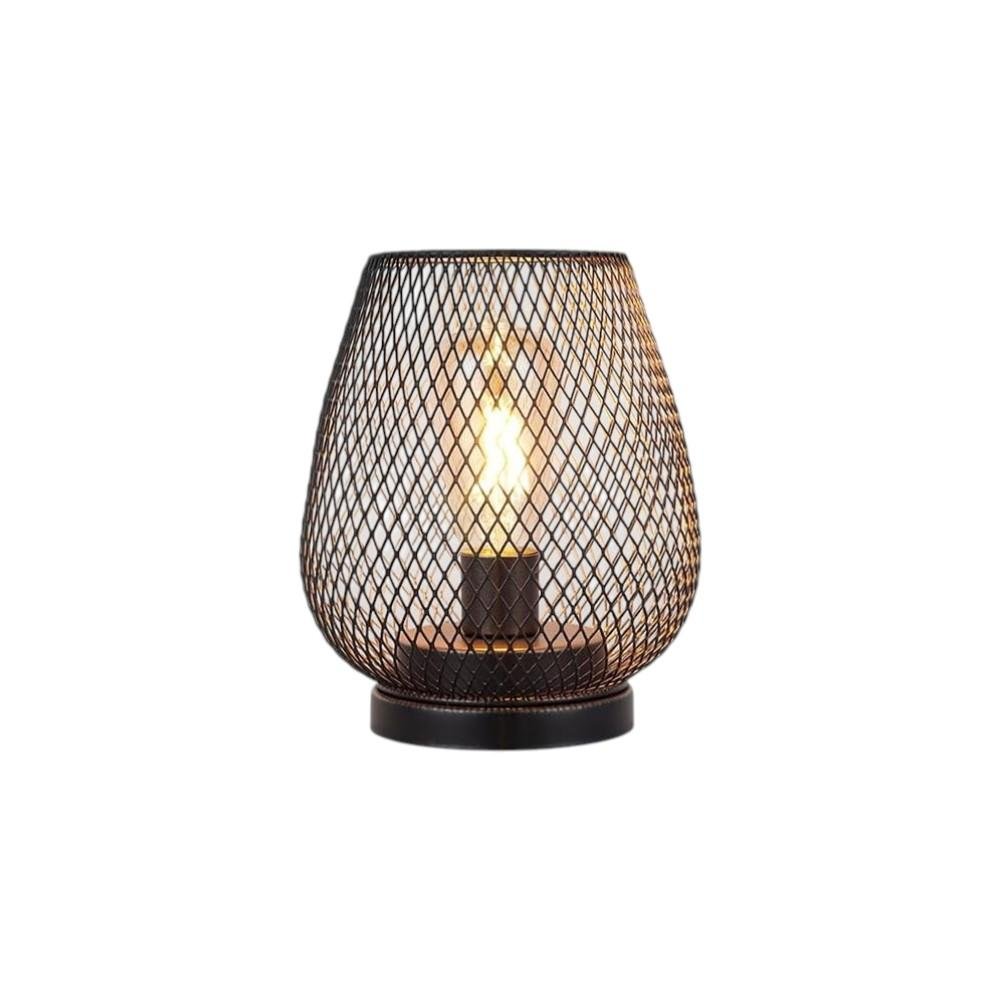 7" Brown Metal Pierced Novelty Desk Lamp With Novelty Shade