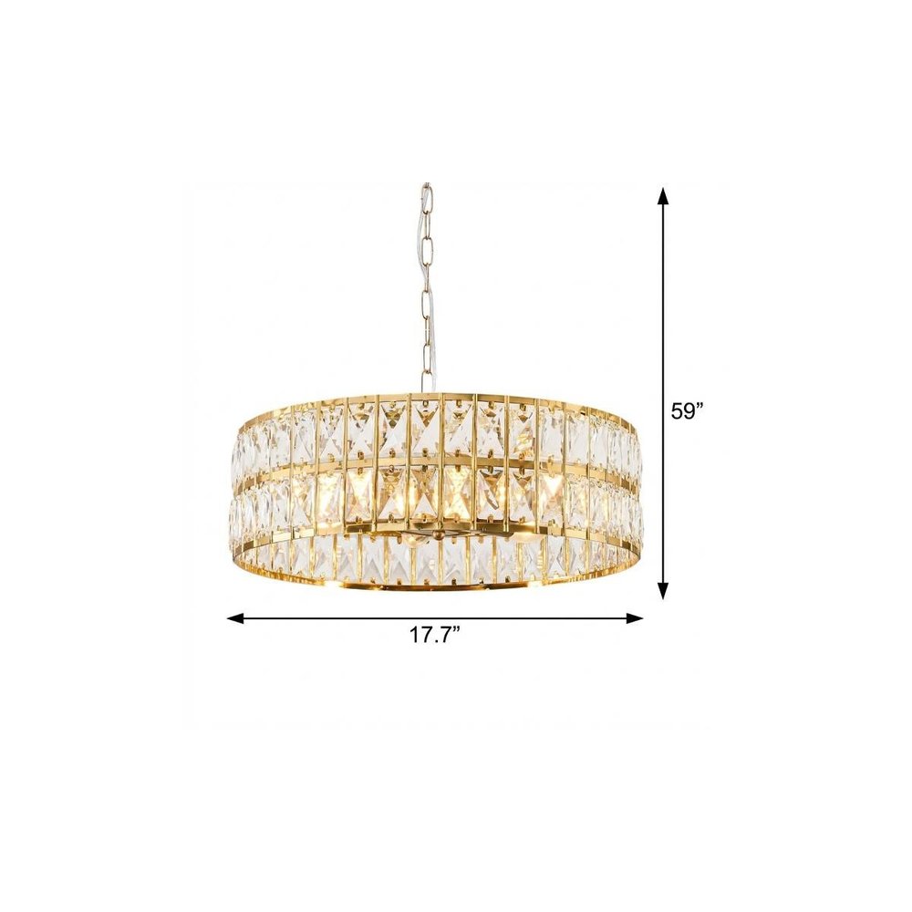 Black Kitchen Island Six Light Crystal and Rope Beveled Glass Flush Chandelier With Gold Shades