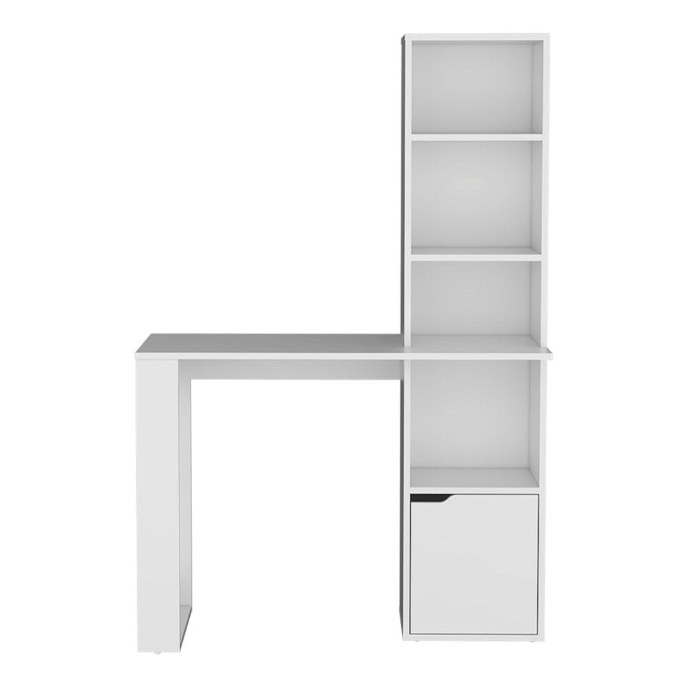39" White Wood Pedestal Computer Desk With Hutch