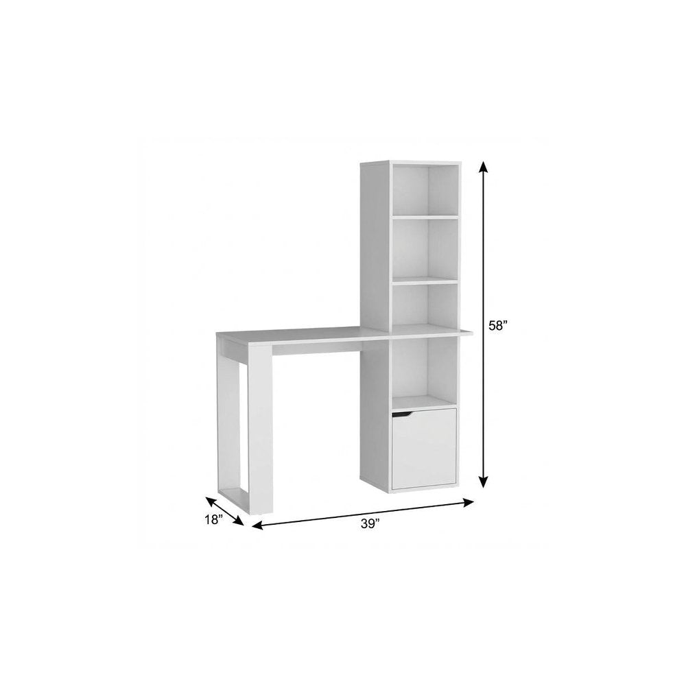 39" White Wood Pedestal Computer Desk With Hutch