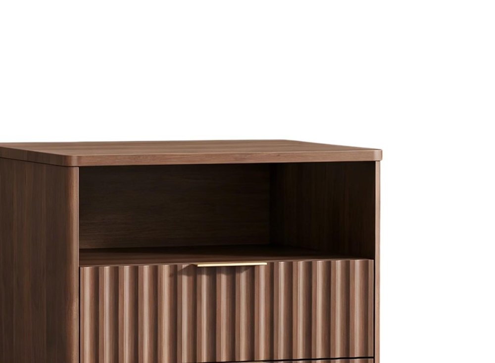24" Black Wood Ribbed Texture Two Drawer Nightstand