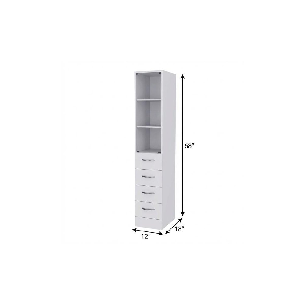 12" White Wood Freestanding Single Door Bathroom Vanity And Three Drawers