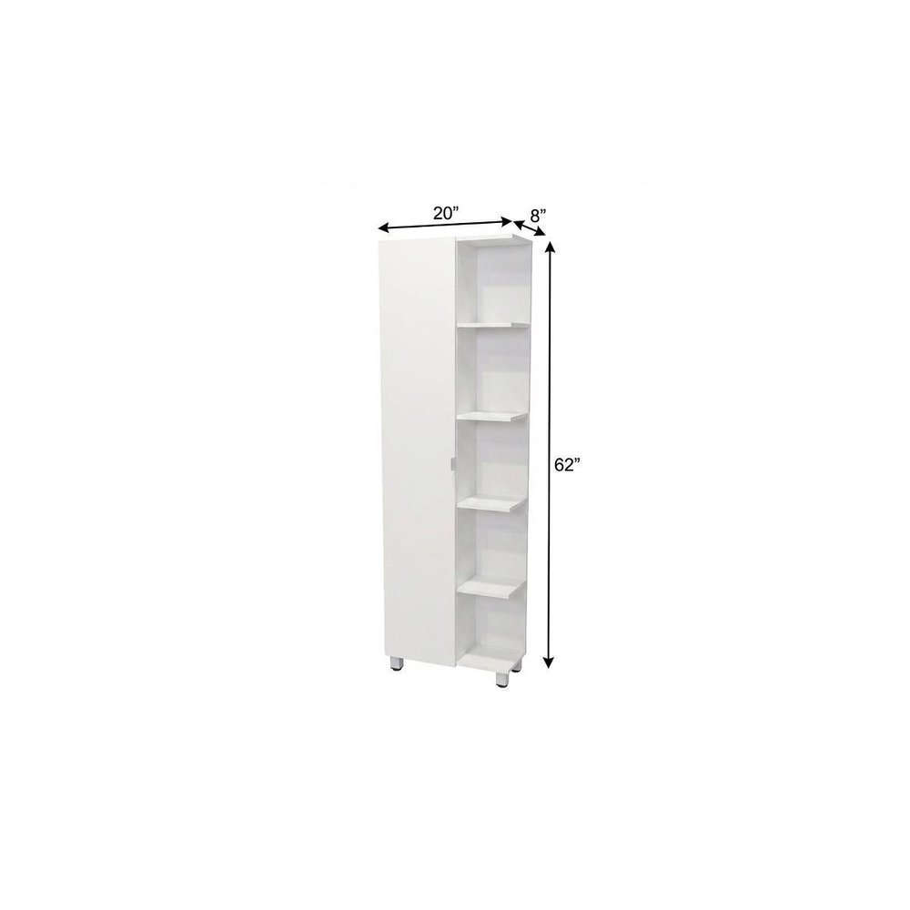 20" White Wood Corner Accent Cabinet With Single Door