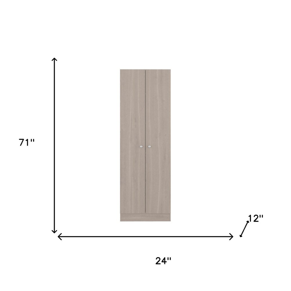 71" Gray Wood Two Door Pantry Or Storage Closet