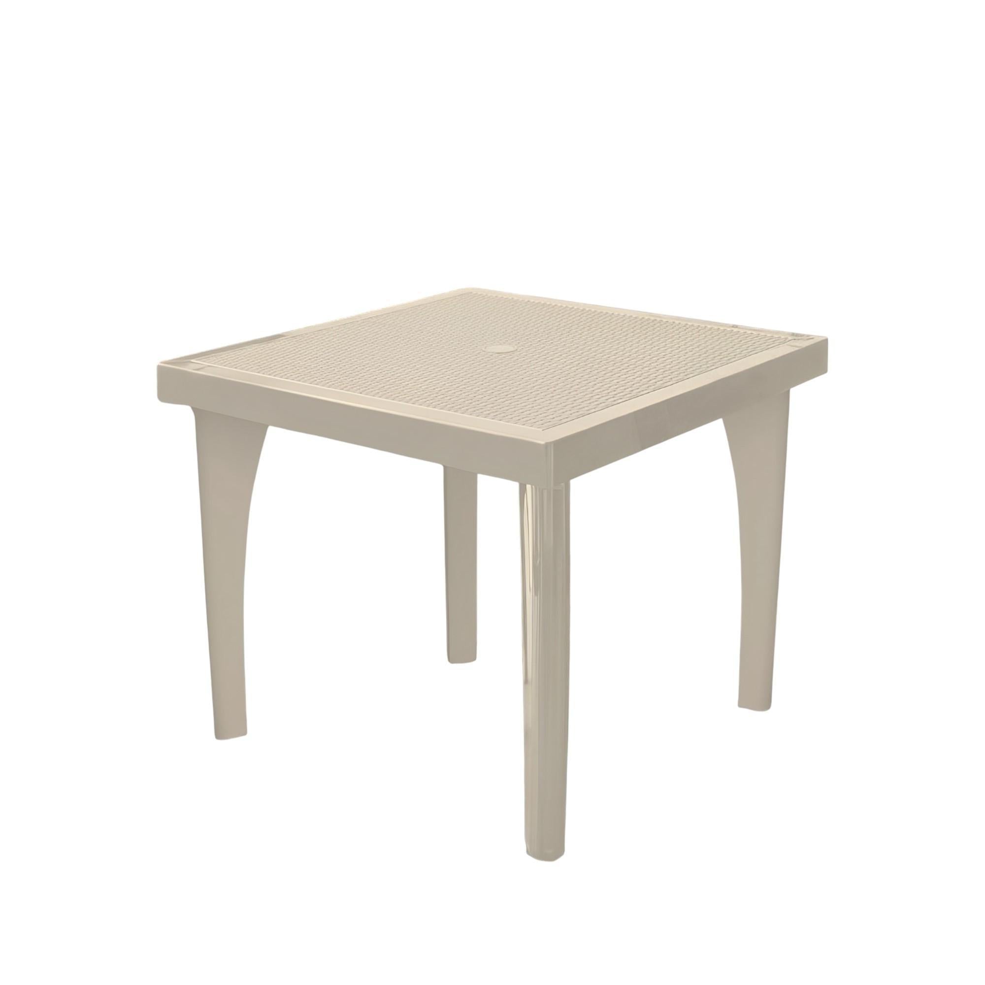 30" Taupe Heavy Duty Plastic Square Outdoor Dining Table with Umbrella Hole
