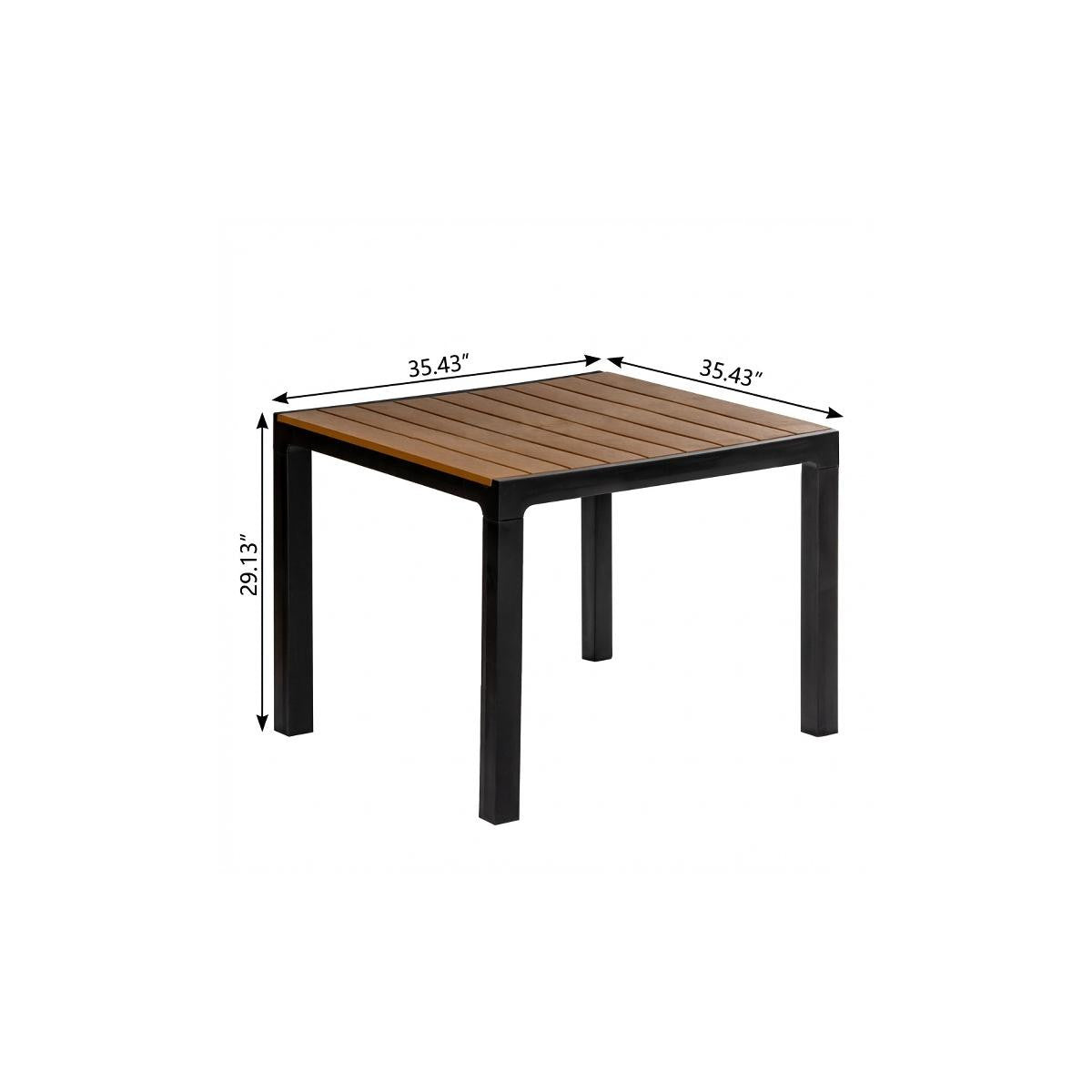 35" Black And Brown Heavy Duty Plastic Square Outdoor Table with Umbrella Hole