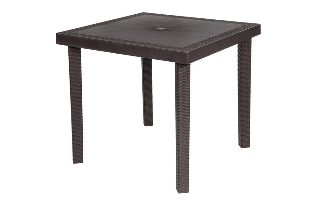 31" Espresso Heavy Duty Plastic Square Outdoor Dining Table with Umbrella Hole