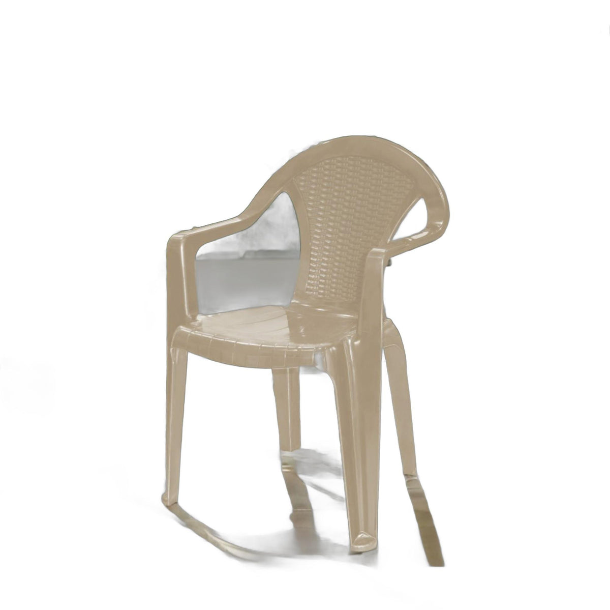 Set of Four Taupe Textured Heavy Duty Plastic Outdoor Stacking Arm Chairs