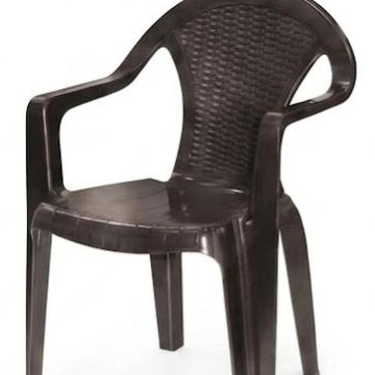 Set of Four Espresso Textured Heavy Duty Plastic Outdoor Stacking Arm Chairs