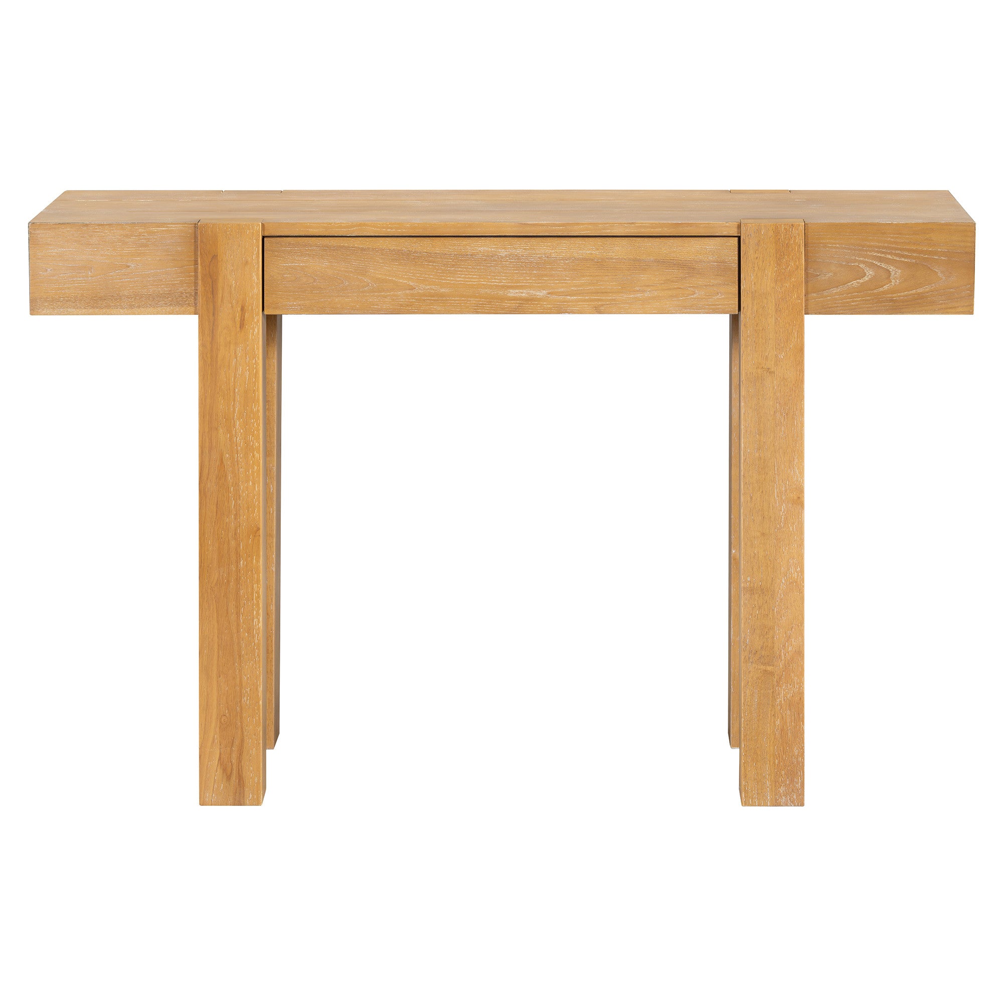 47" Natural Wood Console Table With USB And Drawer