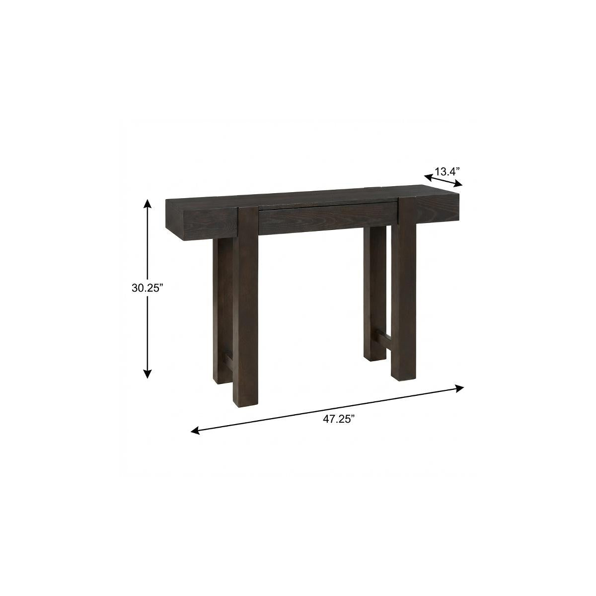 47" Espresso Wood Console Table With USB And Drawer