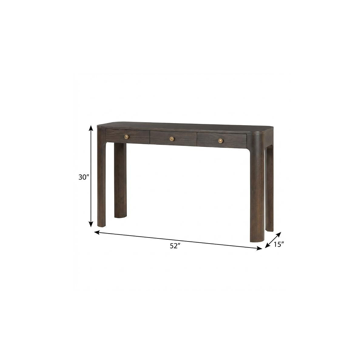 52" Espresso Wood Console Table With Three Drawers