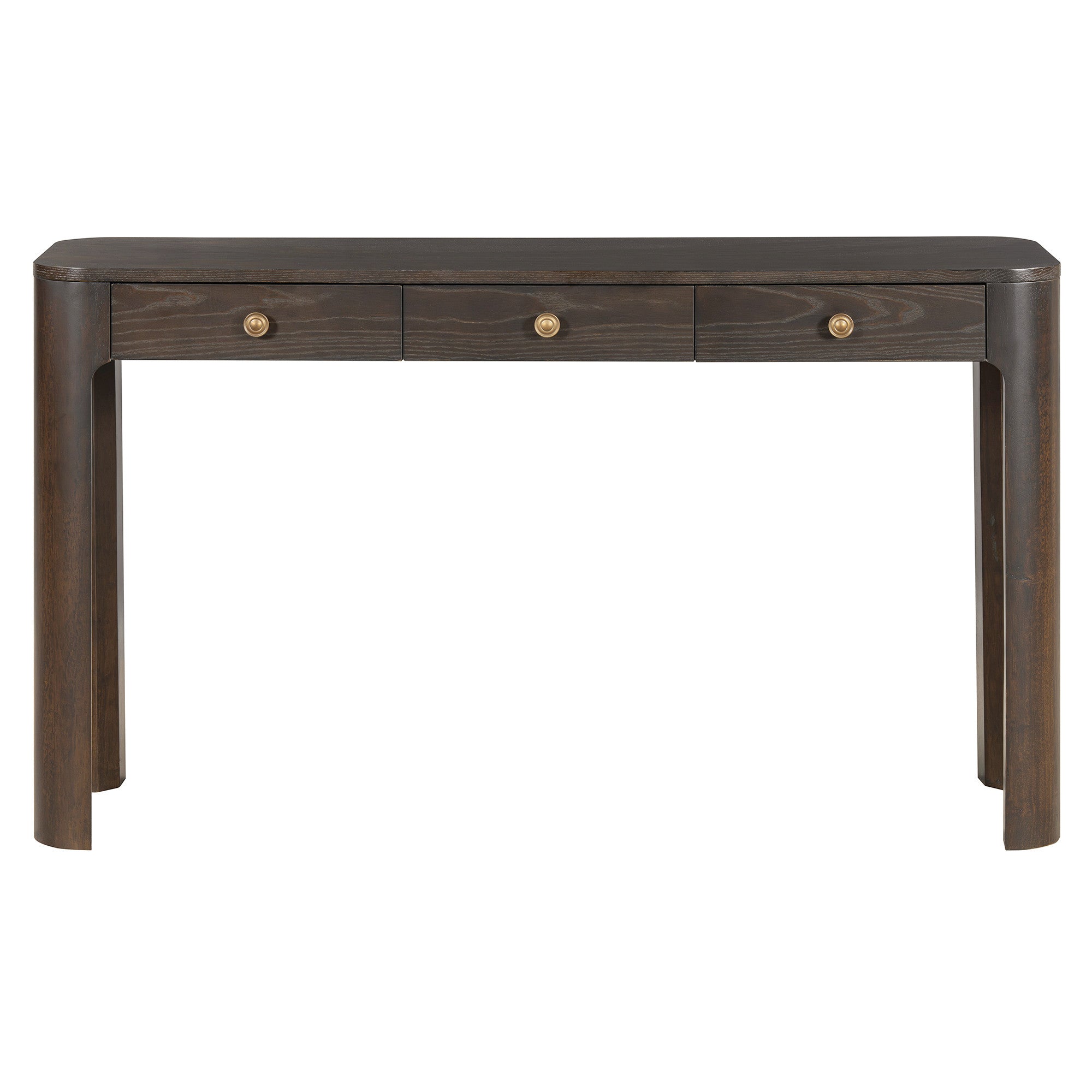 52" Espresso Wood Console Table With Three Drawers