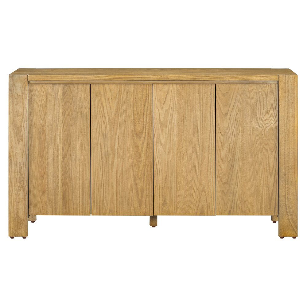 59" Natural Wood Buffet Table With Four Doors