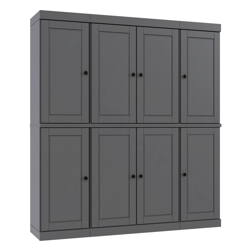 72" Gray Solid Wood 8 Two Drawer Pantry Or Storage Closet