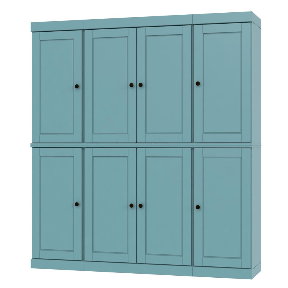 72" Aqua Solid Wood 8 Two Drawer Pantry Or Storage Closet