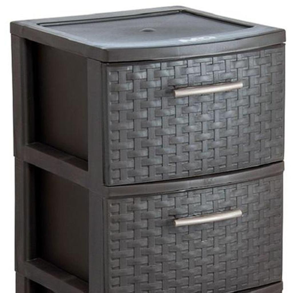 13" Espresso Heavy Duty Plastic Four Drawer Storage Cabinet