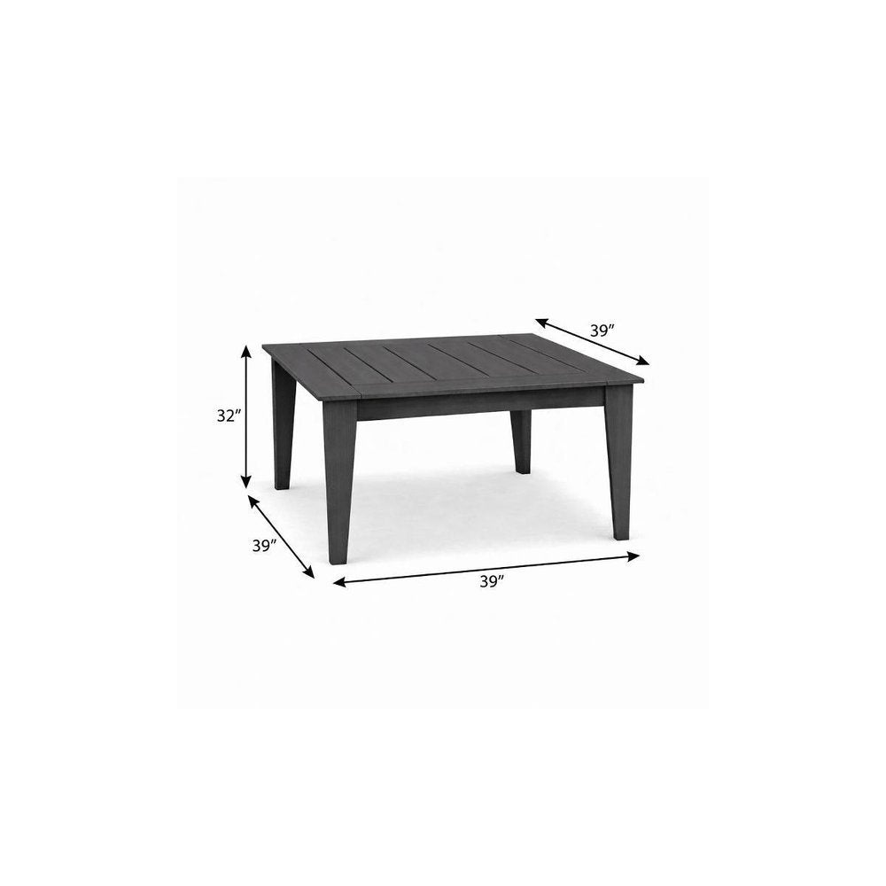 39" Black Heavy Duty Plastic Square Outdoor Dining Table