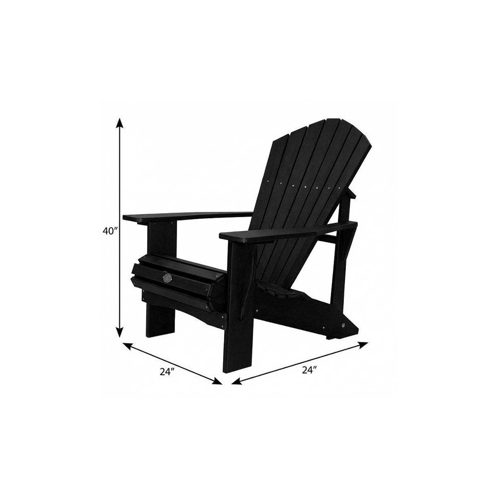 24" Black Heavy Duty Plastic Outdoor Adirondack Chair