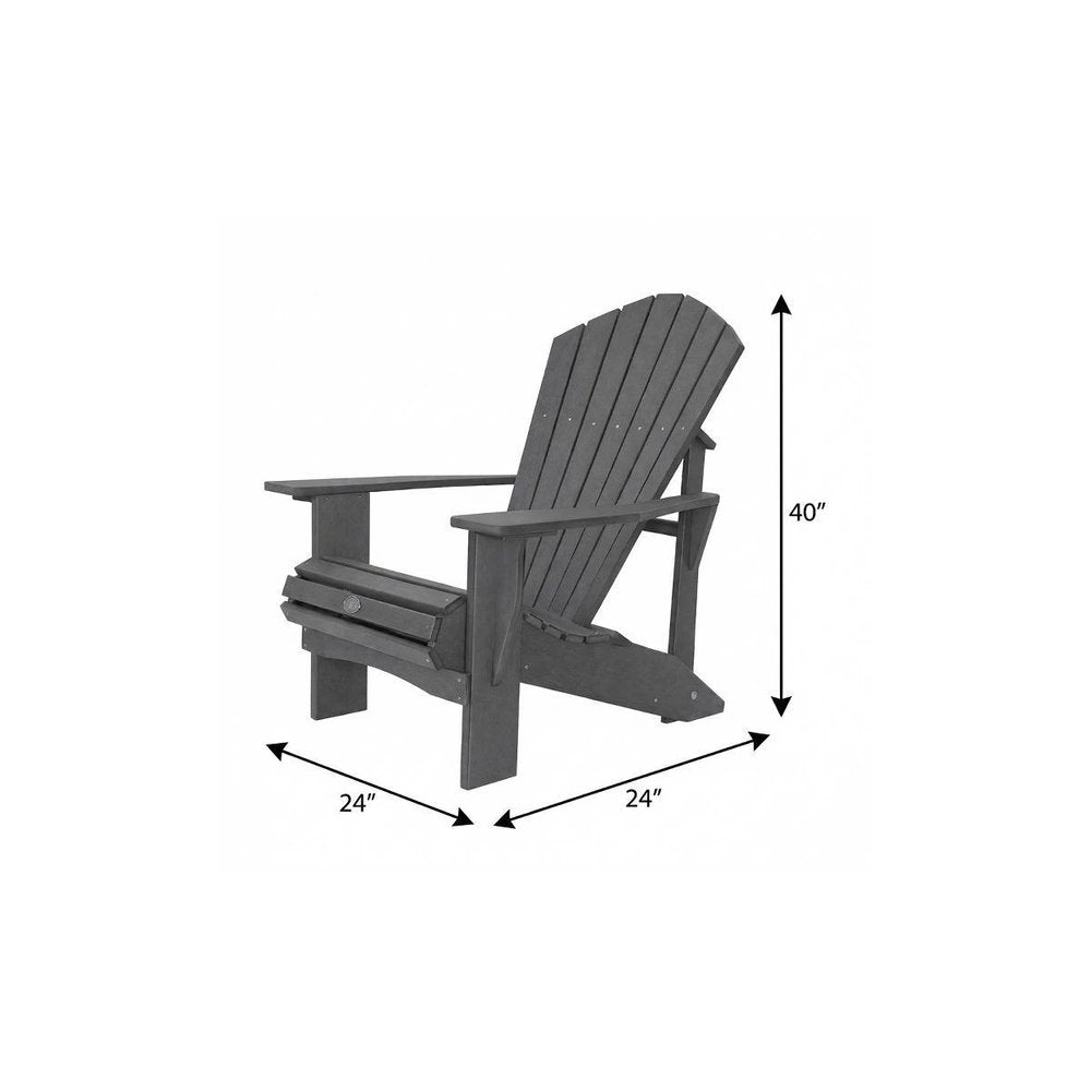 24" Black Heavy Duty Plastic Outdoor Adirondack Chair