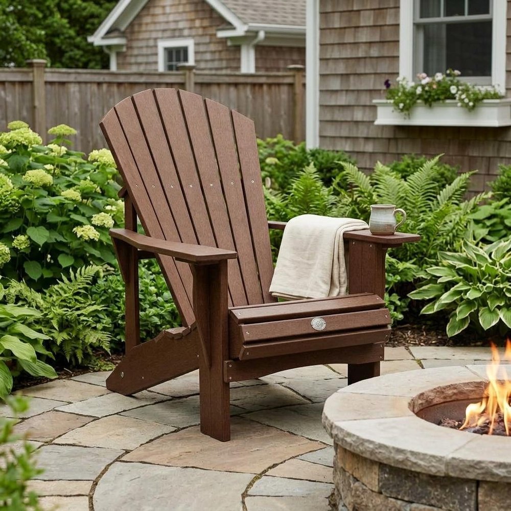 24" Black Heavy Duty Plastic Outdoor Adirondack Chair