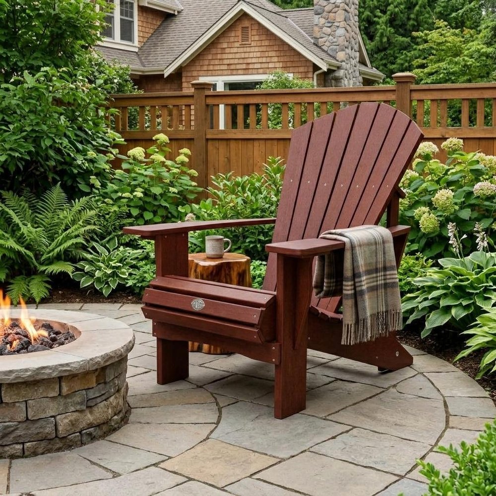 24" Black Heavy Duty Plastic Outdoor Adirondack Chair