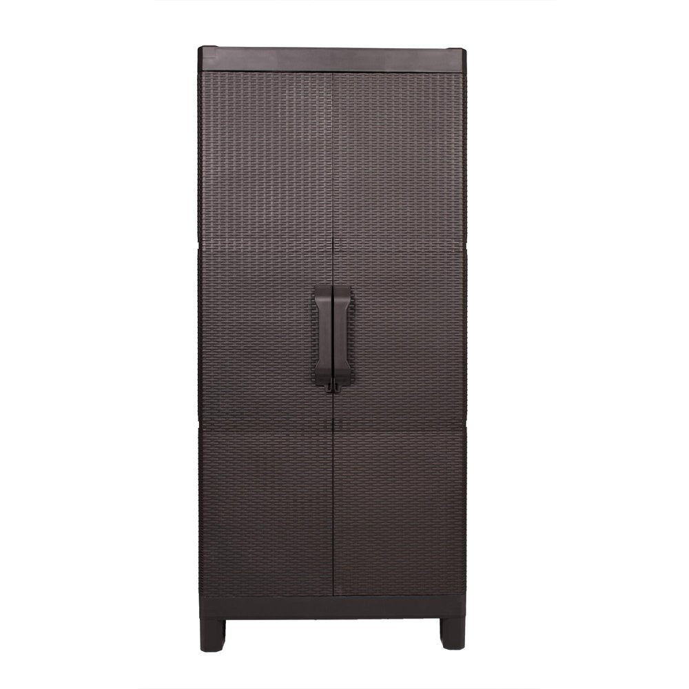 26" Espresso Plastic Square Accent Cabinet With Two Doors