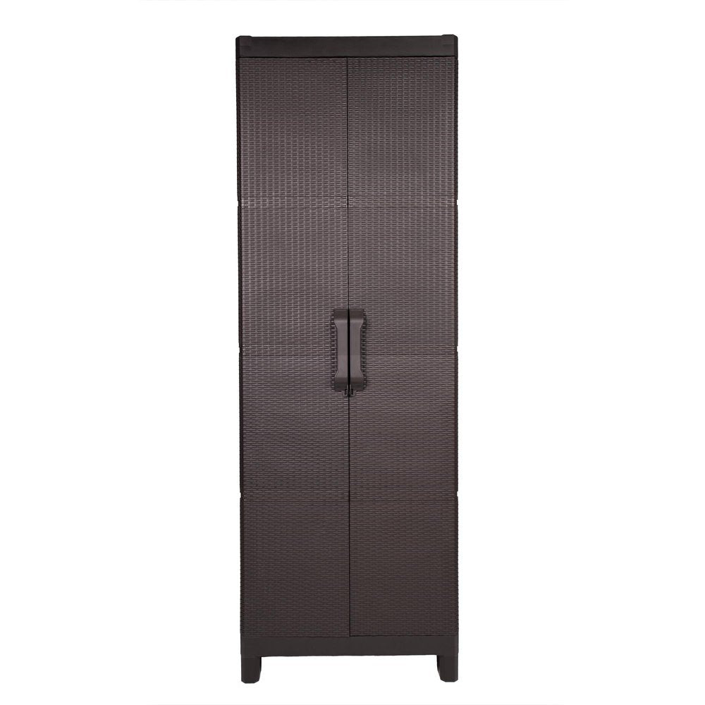 26" Espresso Plastic Square Accent Cabinet With Two Doors