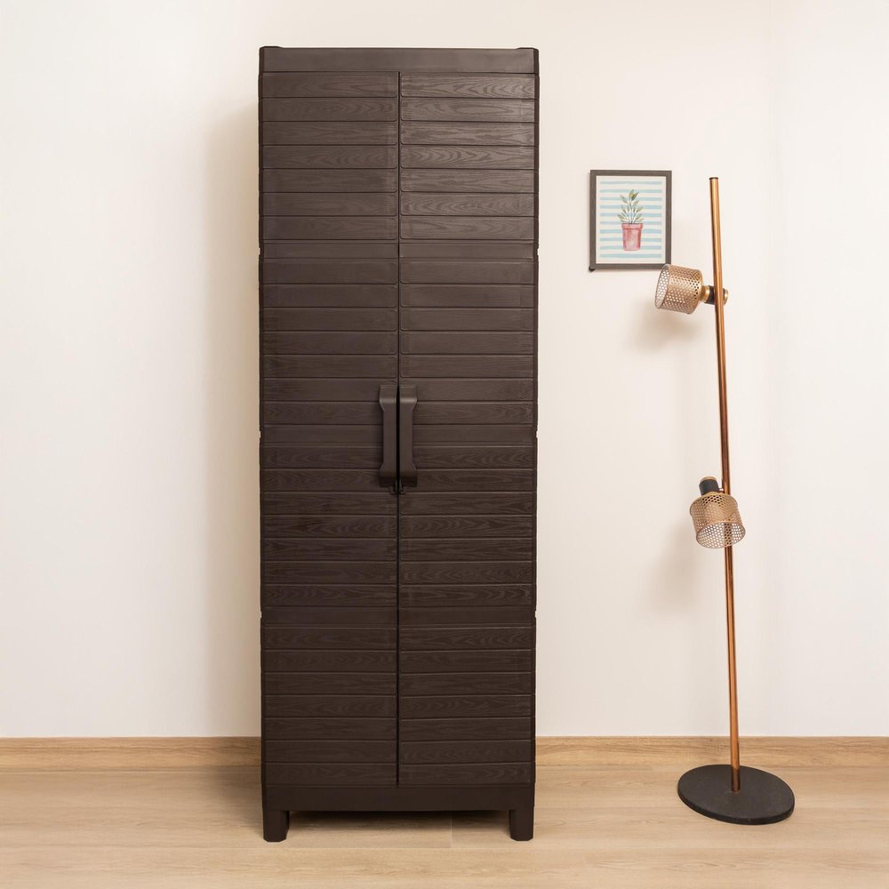 26" Espresso Plastic Square Accent Cabinet With Two Doors