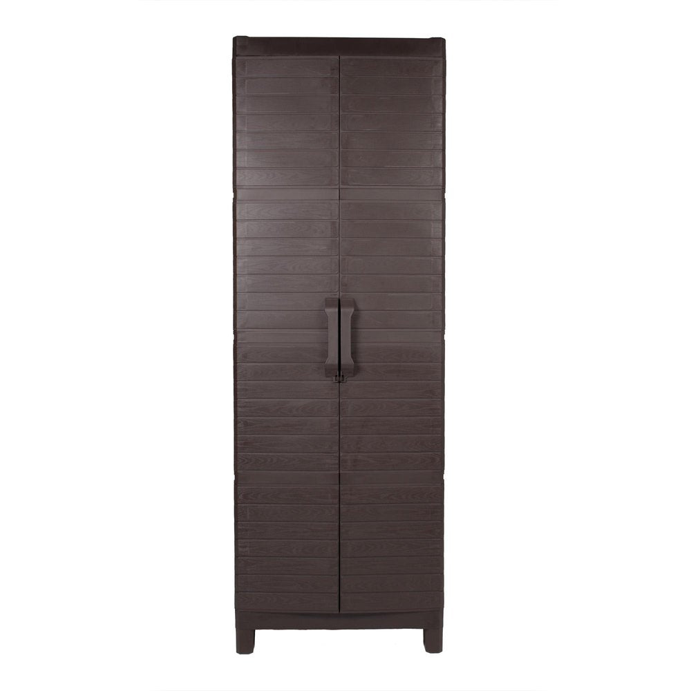 26" Espresso Plastic Square Accent Cabinet With Two Doors