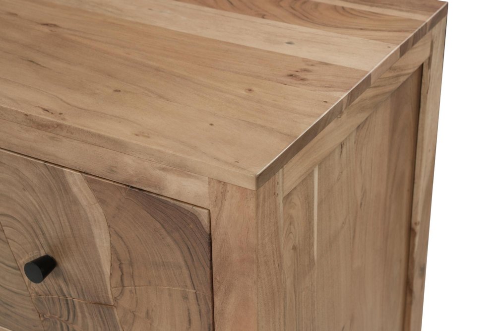 64" Brown Live Edge Solid Wood Six Drawer Double Dresser