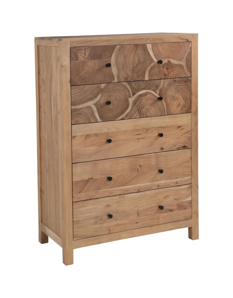 36" Natural Live Edge Solid Wood Five Drawer Lingerie Chest