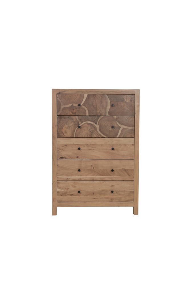 36" Natural Live Edge Solid Wood Five Drawer Lingerie Chest