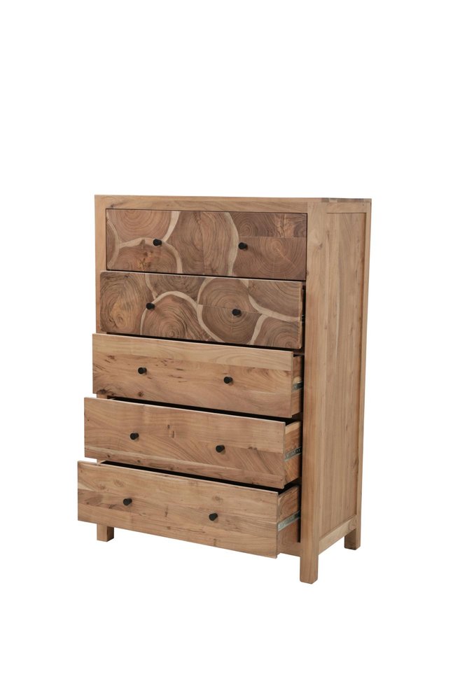 36" Natural Live Edge Solid Wood Five Drawer Lingerie Chest