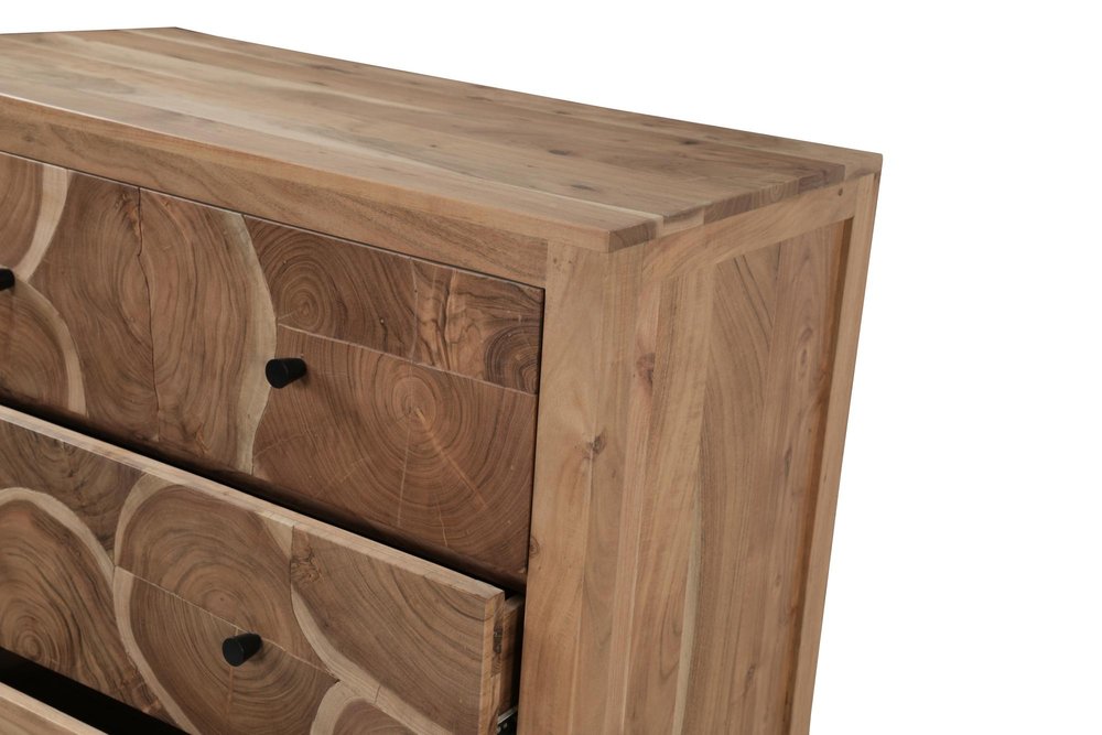 36" Natural Live Edge Solid Wood Five Drawer Lingerie Chest