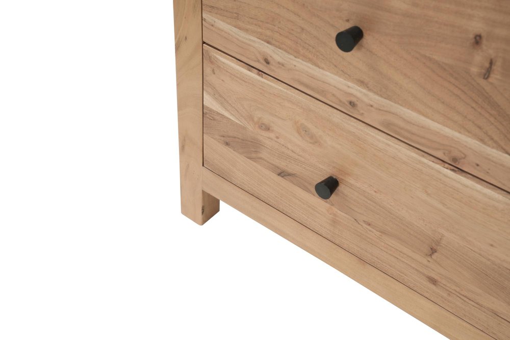 36" Natural Live Edge Solid Wood Five Drawer Lingerie Chest