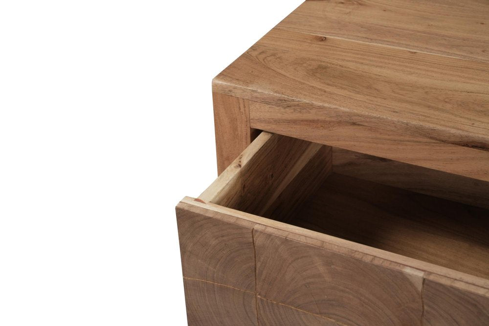 30" Natural Solid Wood Square Live Edge One Drawer Nightstand
