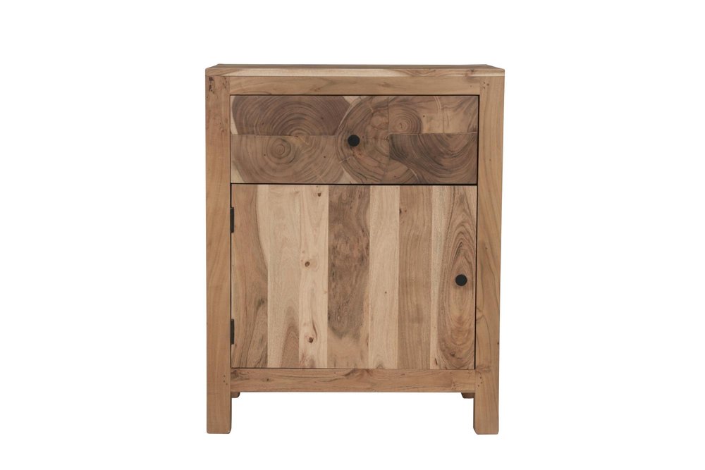 30" Natural Solid Wood Live Edge One Drawer Nightstand