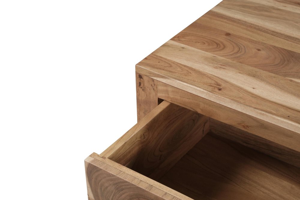 30" Natural Solid Wood Live Edge One Drawer Nightstand