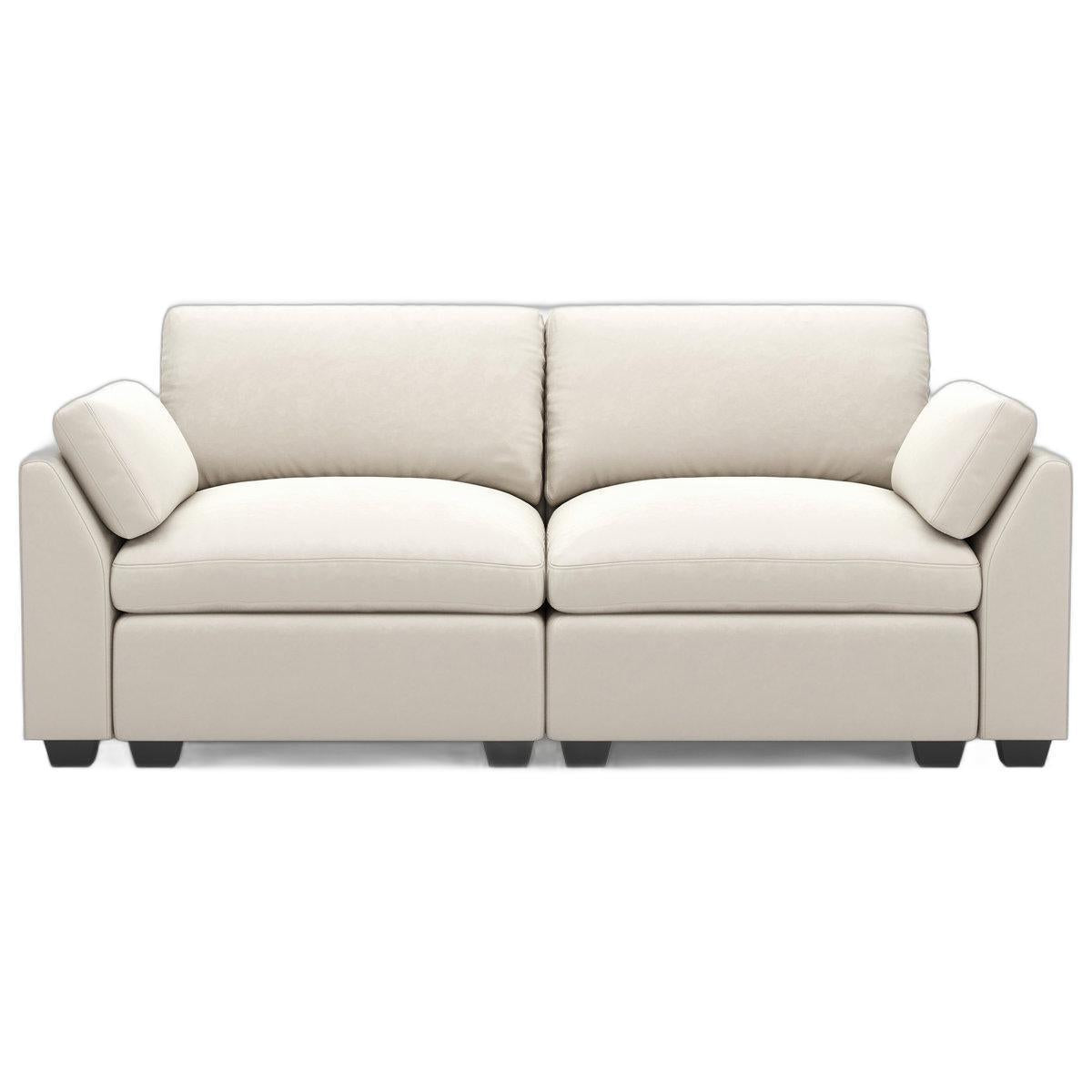75" Beige and Black Velvet Modular Loveseat