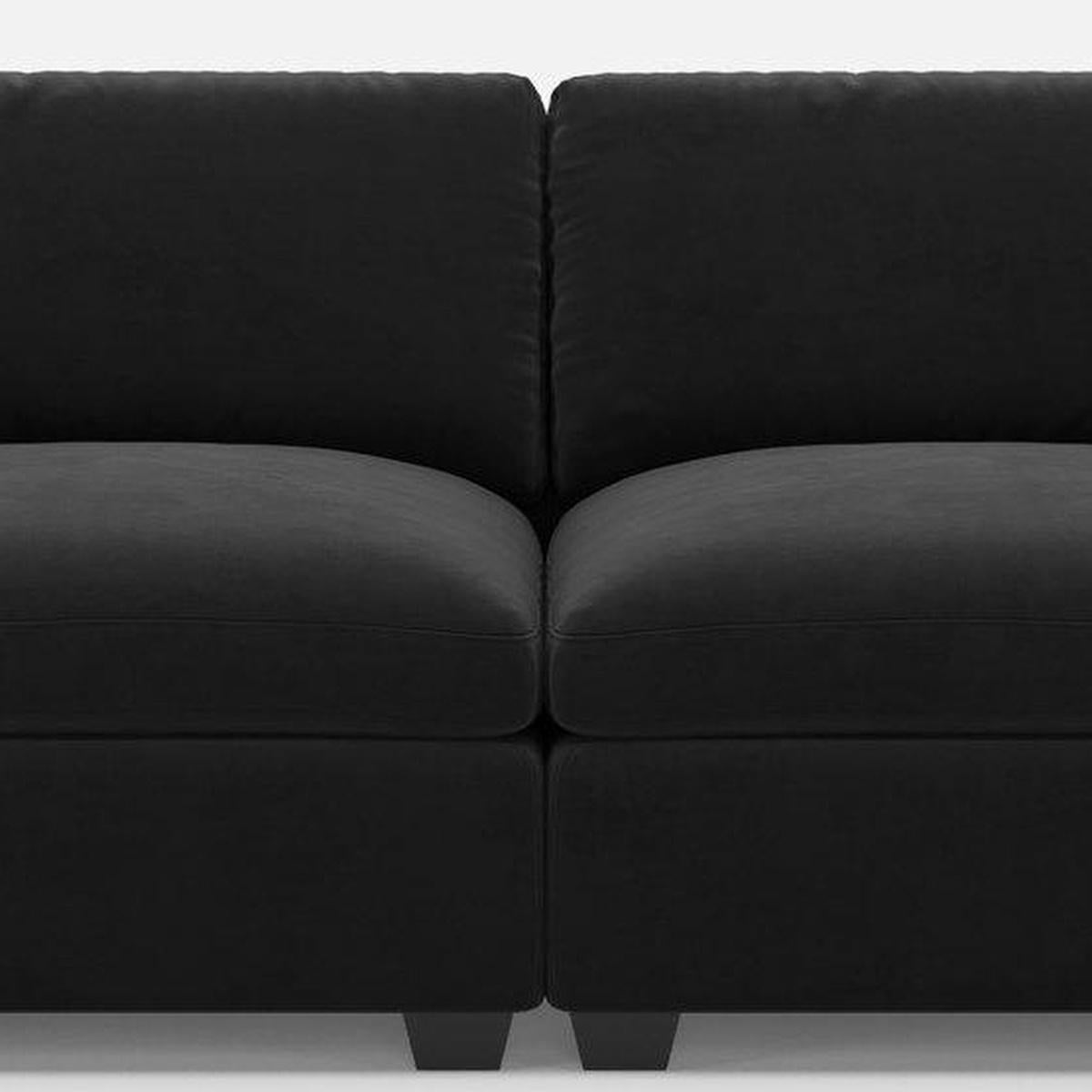 75" Black Velvet Modular Loveseat