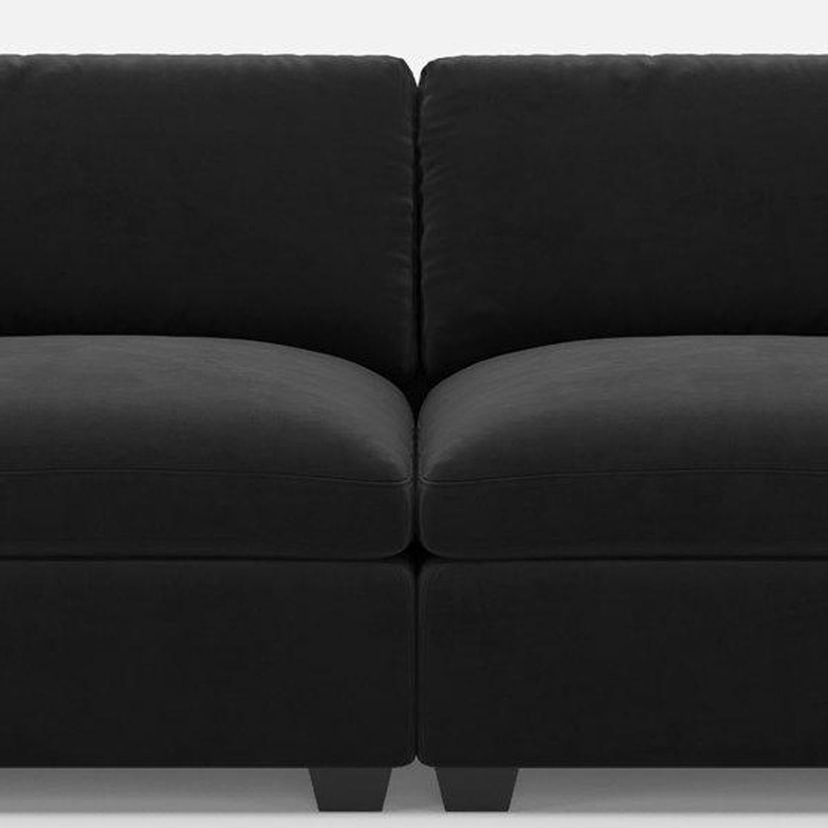 75" Black Velvet Modular Loveseat