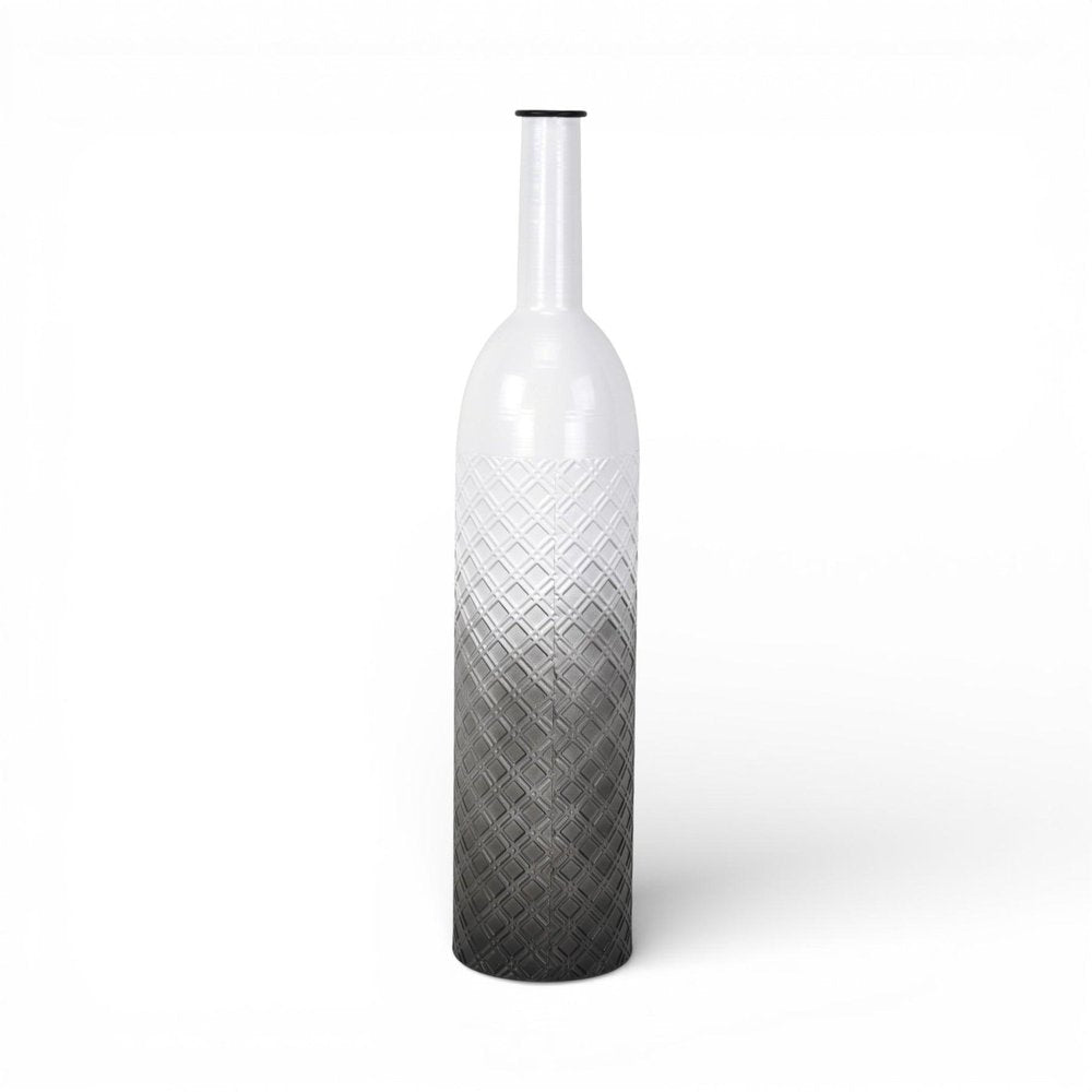 28" White And Gray Ombre Metal Cylinder Floor Vase