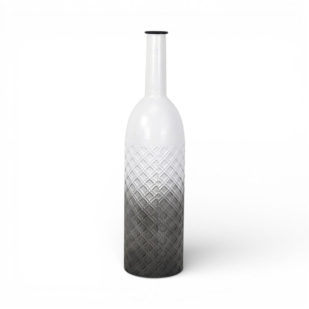 24" White And Gray Ombre Metal Cylinder Floor Vase