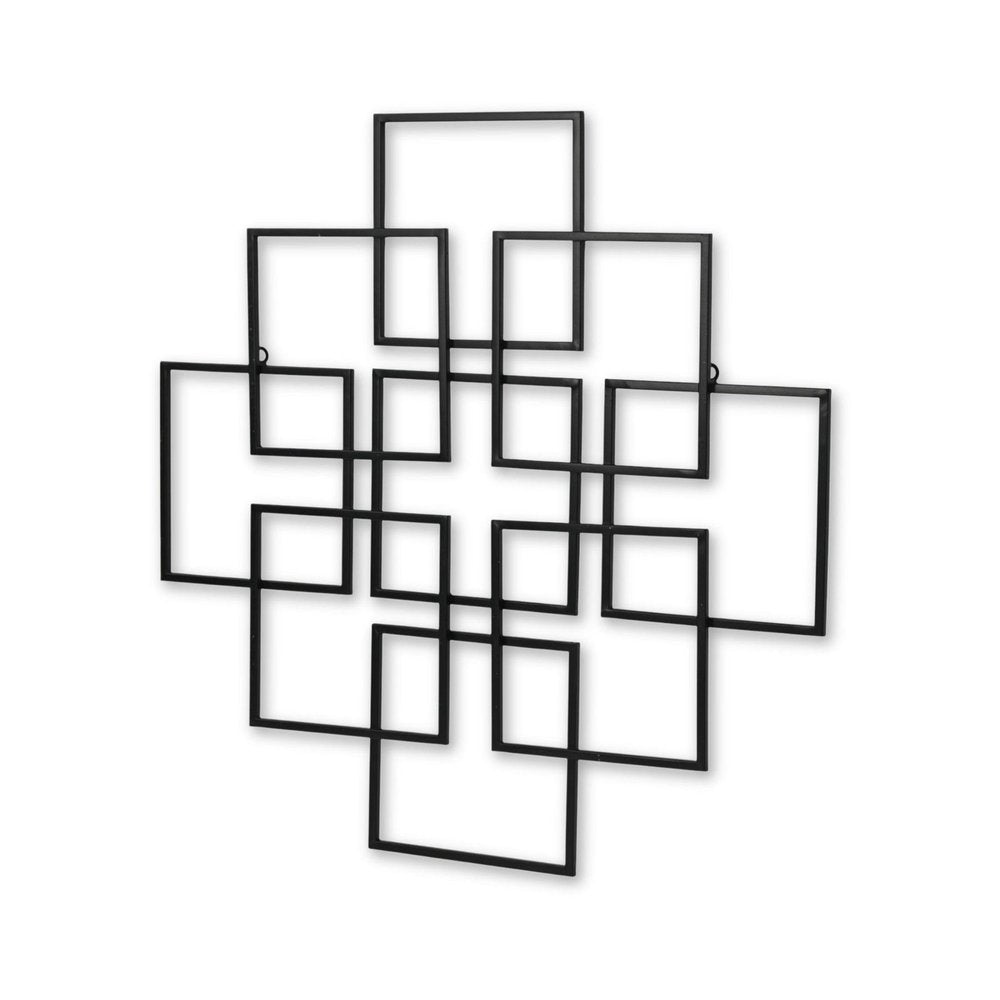 24" X 24" Black Metal Square Abstract Hanging Wall Decor